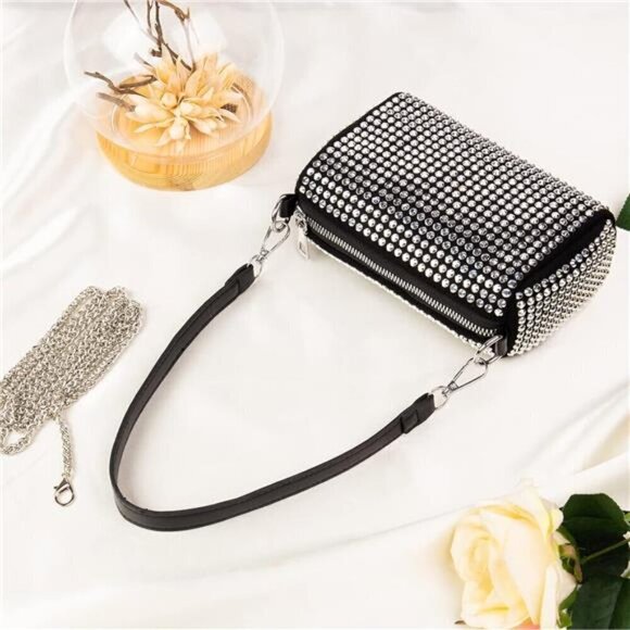 Rhinestone Crossbody Bag for Women Purse Bling Crystal Shoulder Strap - Picture 5 of 8